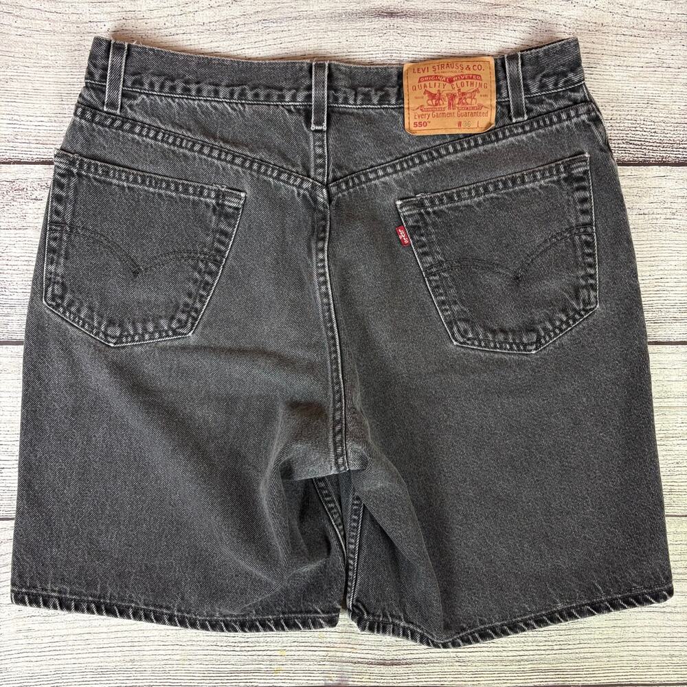 Vintage 1990s Levi's 550 Black Denim Jean Shorts